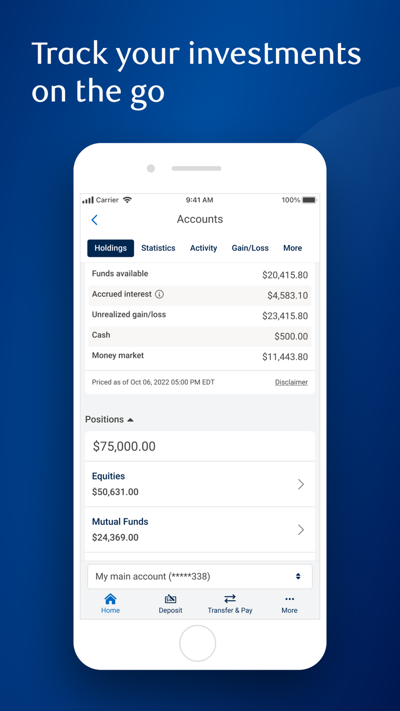 RBC Wealth Management mobile accounts screen from the App Store